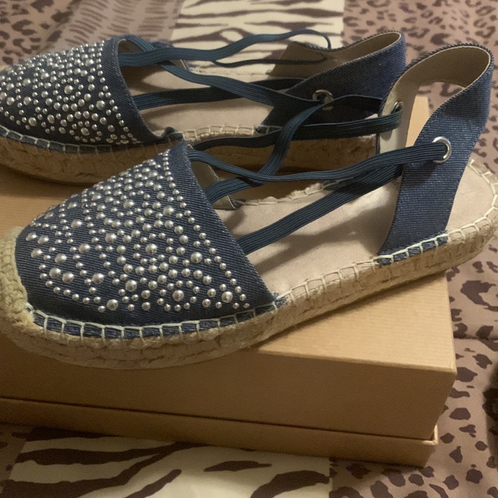 White mountain size 6 blue denim espadrilles - Picture 4 of 14